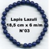 Bracelet Perles en Pierre naturelle. Lapis Lazuli 6 m/m x 18,5 cm