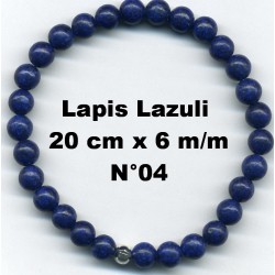Bracelet Perles en Pierre naturelle. Lapis Lazuli 6 m/m x 20 cm