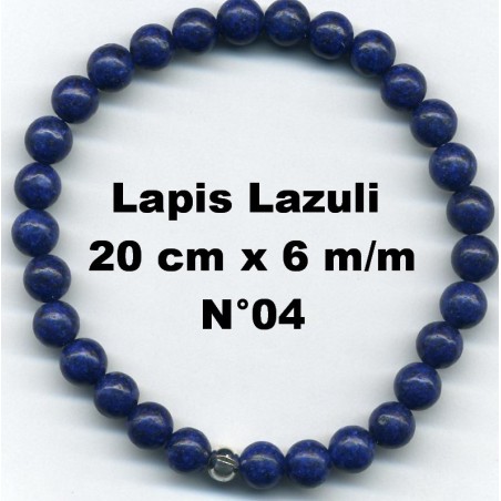 Bracelet Perles en Pierre naturelle. Lapis Lazuli 6 m/m x 20 cm