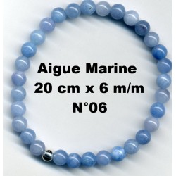 Bracelet Perles en Pierre naturelle. Aigue Marine 6 m/m x 20 cm
