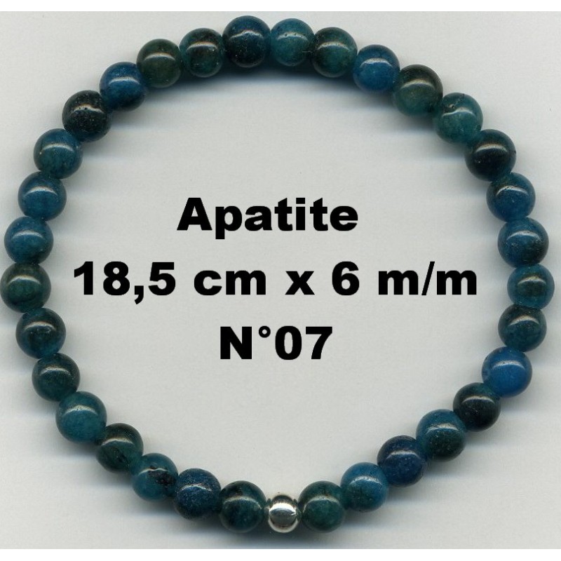 Bracelet Perles en Pierre naturelle. Apatite 6 m/m x 18,5 cm