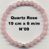 Bracelet Perles en Pierre naturelle. Quartz Rose 6 m/m x 19 cm