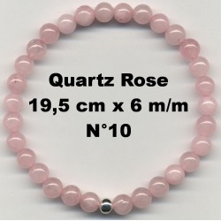 Bracelet Perles en Pierre naturelle. Quartz Rose 6 m/m x 19,5 cm