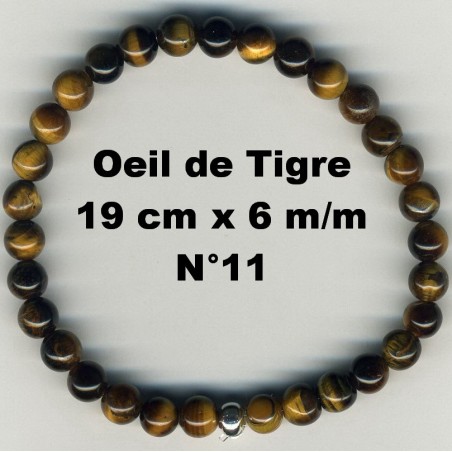 Bracelet Perles en Pierre naturelle. Œil de Tigre 6 m/m x 19 cm