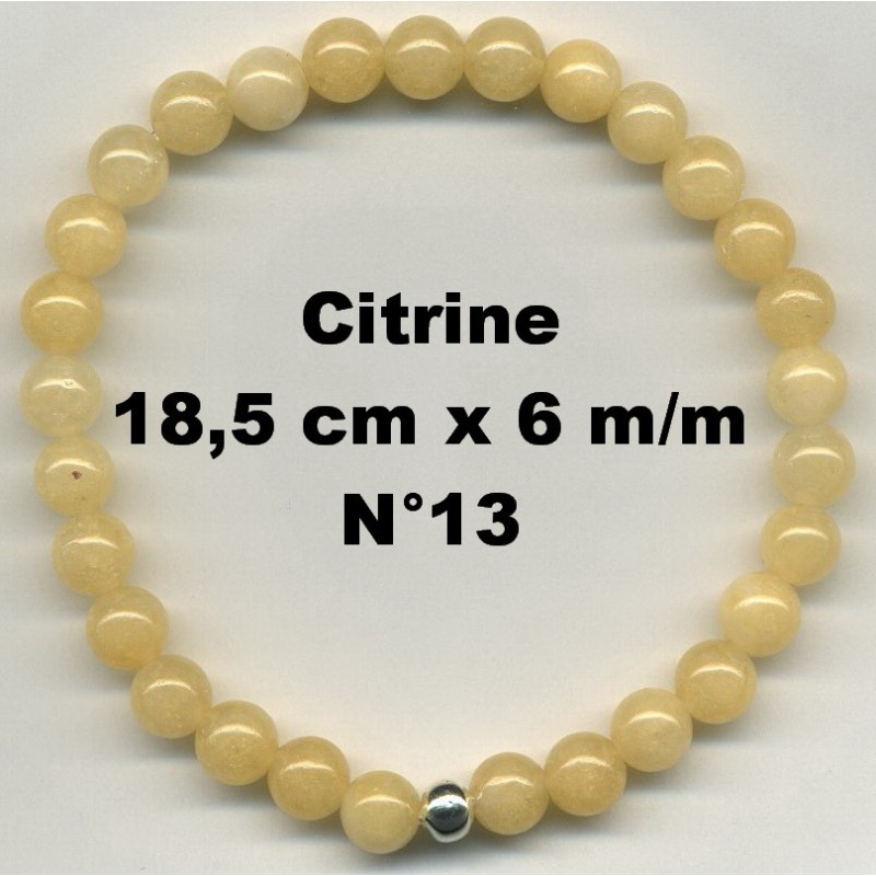 Bracelet Perles en Pierre naturelle. Citrine 6 m/m x 18,5 cm