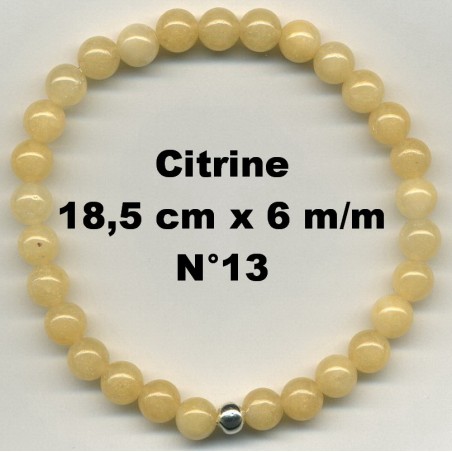 Bracelet Perles en Pierre naturelle. Citrine 6 m/m x 18,5 cm