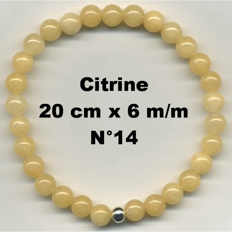 Bracelet Perles en Pierre naturelle. Citrine 6 m/m x 20 cm