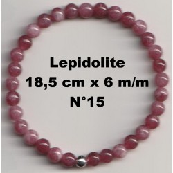 Bracelet Perles en Pierre naturelle. Lépidolite 6 m/m x 18,5 cm