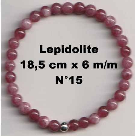 Bracelet Perles en Pierre naturelle. Lépidolite 6 m/m x 18,5 cm
