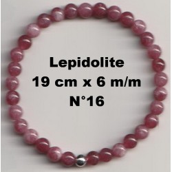Bracelet Perles en Pierre naturelle. Lépidolite 6 m/m x 19 cm