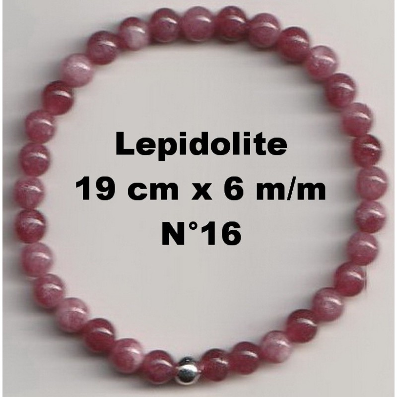 Bracelet Perles en Pierre naturelle. Lépidolite 6 m/m x 19 cm