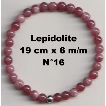 Bracelet Perles en Pierre naturelle. Lépidolite 6 m/m x 19 cm