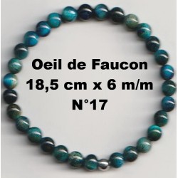 Bracelet Perles en Pierre naturelle. Œil de Faucon 6 m/m x 18,5 cm
