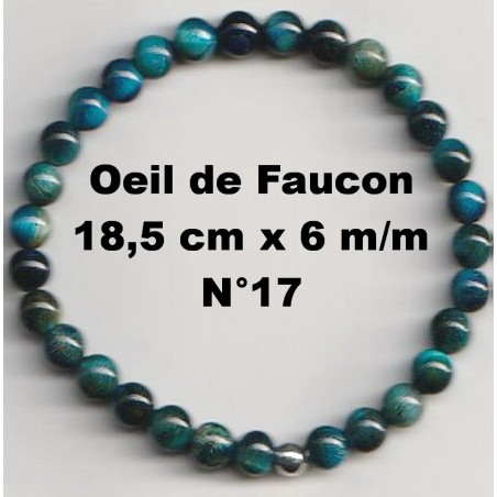 Bracelet Perles en Pierre naturelle. Œil de Faucon 6 m/m x 18,5 cm