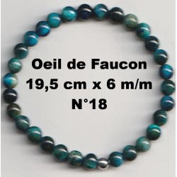 Bracelet Perles en Pierre naturelle. Œil de Faucon 6 m/m x 19,5 cm