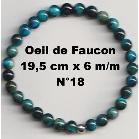 Bracelet Perles en Pierre naturelle. Œil de Faucon 6 m/m x 19,5 cm