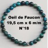 Bracelet Perles en Pierre naturelle. Œil de Faucon 6 m/m x 19,5 cm