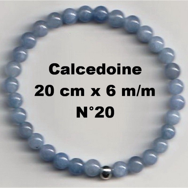 Bracelet Perles en Pierre naturelle. Calcédoine 6 m/m x 20 cm