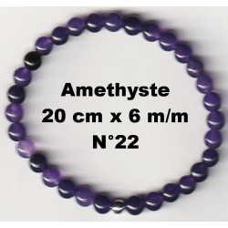 Bracelet Perles en Pierre naturelle. Améthyste 6 m/m x 20 cm