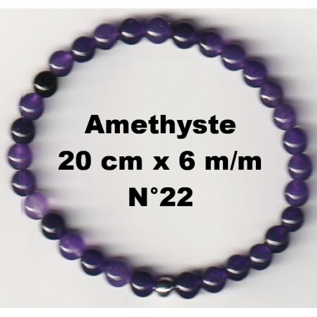Bracelet Perles en Pierre naturelle. Améthyste 6 m/m x 20 cm