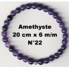 Bracelet Perles en Pierre naturelle. Améthyste 6 m/m x 20 cm