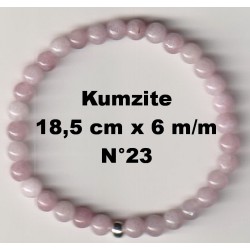 Bracelet Perles en Pierre naturelle. Kunzite 6 m/m x 18,5 cm