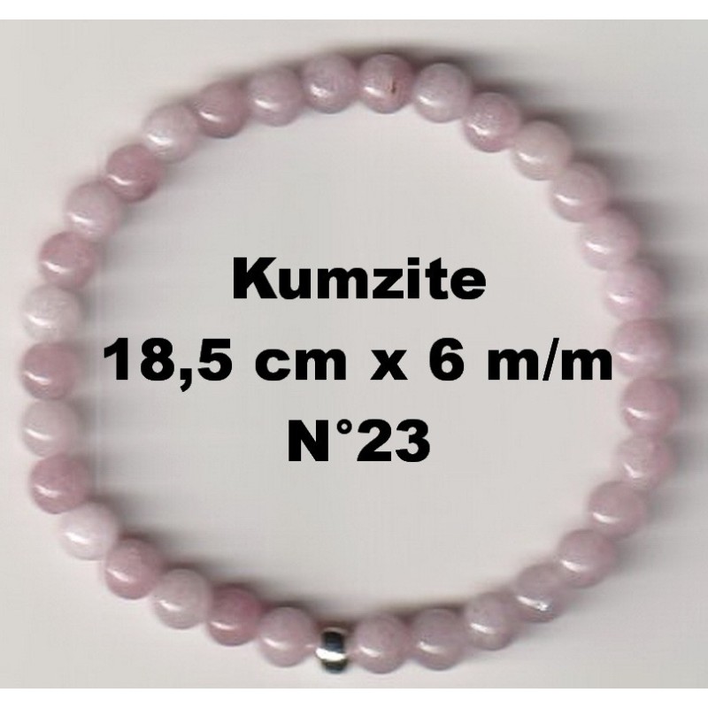 Bracelet Perles en Pierre naturelle. Kunzite 6 m/m x 18,5 cm