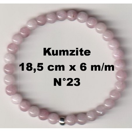 Bracelet Perles en Pierre naturelle. Kunzite 6 m/m x 18,5 cm