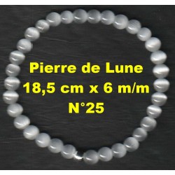 Bracelet Perles en Pierre naturelle. Pierre de Lune 6 m/m x 18,5 cm