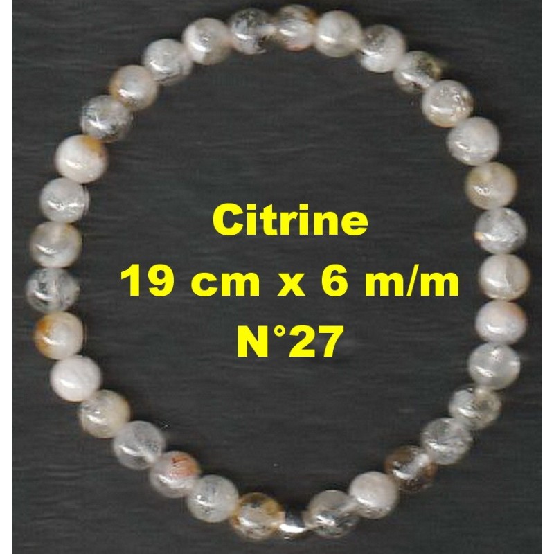 Bracelet Perles en Pierre naturelle. Citrine 6 m/m x 19 cm