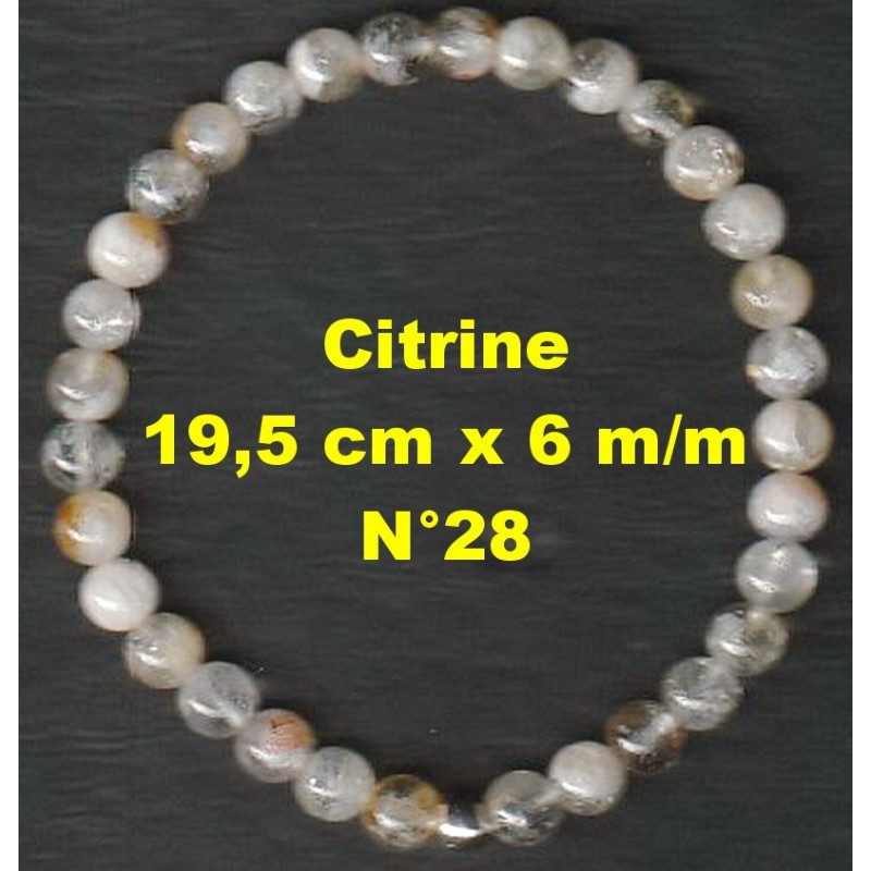 Bracelet Perles en Pierre naturelle. Citrine 6 m/m x 19,5 cm