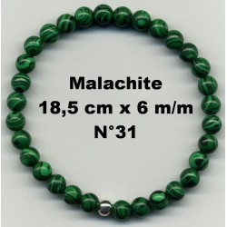 Bracelet Perles en Pierre naturelle. Malachite 6 m/m x 18,5 cm