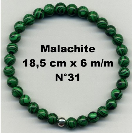 Bracelet Perles en Pierre naturelle. Malachite 6 m/m x 18,5 cm