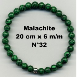 Bracelet Perles en Pierre naturelle. Malachite 6 m/m x 20 cm
