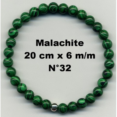 Bracelet Perles en Pierre naturelle. Malachite 6 m/m x 20 cm