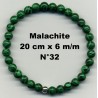 Bracelet Perles en Pierre naturelle. Malachite 6 m/m x 20 cm