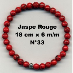 Bracelet Perles en Pierre naturelle. Jaspe Rouge 6 m/m x 18 cm