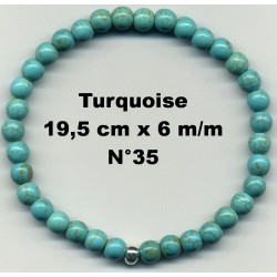 Bracelet Perles en Pierre naturelle. Turquoise 6 m/m x 19,5 cm