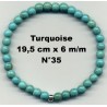 Bracelet Perles en Pierre naturelle. Turquoise 6 m/m x 19,5 cm