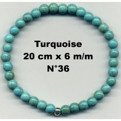 Bracelet Perles en Pierre naturelle. Turquoise 6 m/m x 20 cm