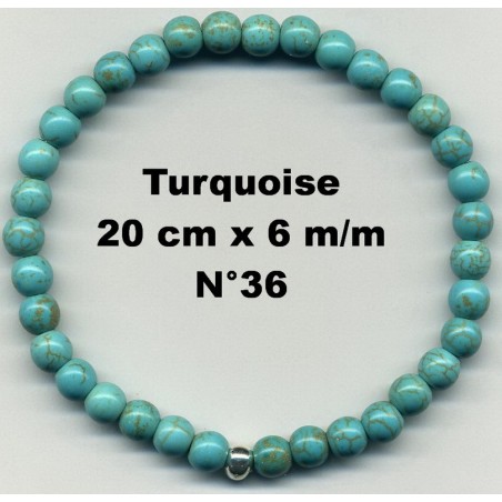 Bracelet Perles en Pierre naturelle. Turquoise 6 m/m x 20 cm