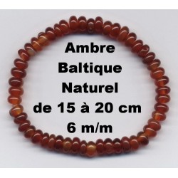 Bracelet Perles Pierre naturelle Ambre Baltique 6 m/m.
