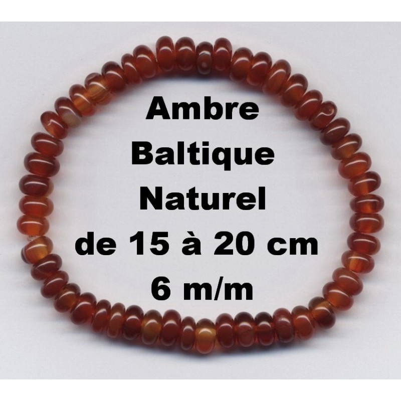Bracelet Perles Pierre naturelle Ambre Baltique 6 m/m.