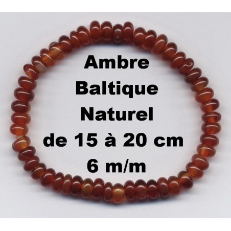 Bracelet Perles Pierre naturelle Ambre Baltique 6 m/m.