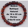 Bracelet Perles Pierre naturelle Ambre Baltique 8+8x10 m/m.