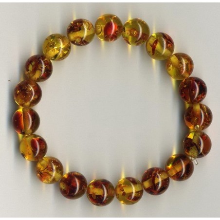 Bracelet Perles d'Ambre Baltique Naturel élastique 18,5 cm x 10 m/m.