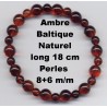 Bracelet Perles d'Ambre Baltique Naturel élastique 18 cm x 6+8 m/m.