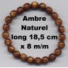Bracelet Perles d'Ambre Baltique Naturel élastique 18 cm x 8 m/m.