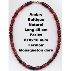 Collier Perles en Ambre Baltique Naturel 45 cm x 8+8x10 m/m.