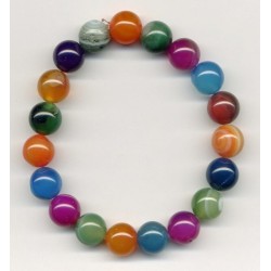 Bracelet Perles Pierre naturelle 19 cm x 10 m/m Agate Multicolore.